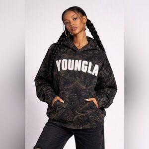 YoungLA Hunting Season Hoodie Black Camo Size Small Medium Women’s NEW SOLD OUT